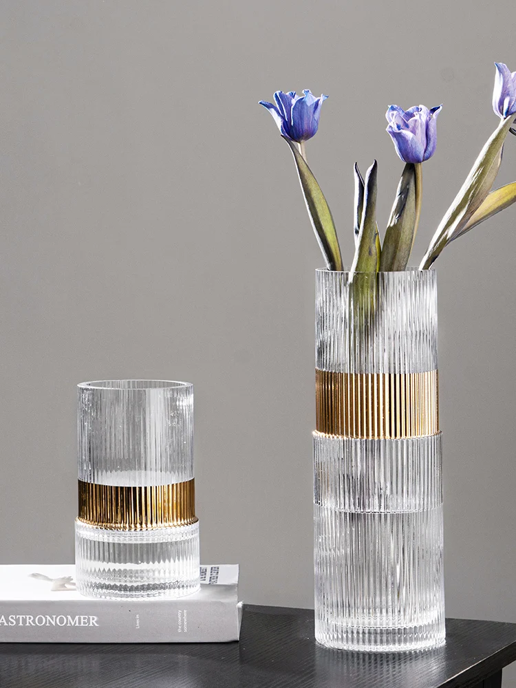 

Vertical Stripes Glass Vase Home Decoration Living Room Flower Arrangement Vase Nordic Creative Transparent Glass Hydroponic