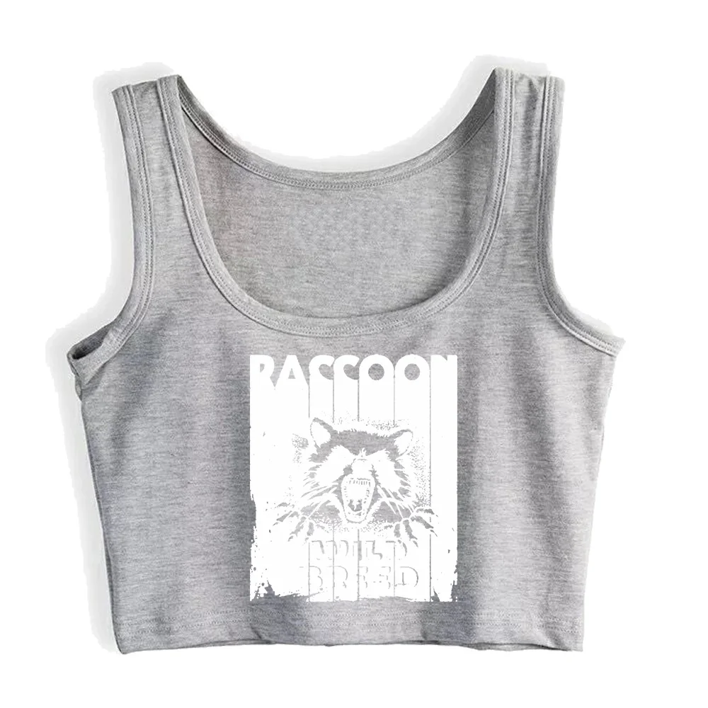 Кроп-Топ женский в стиле Харадзюку популярная одежда с рисунком енота дикой