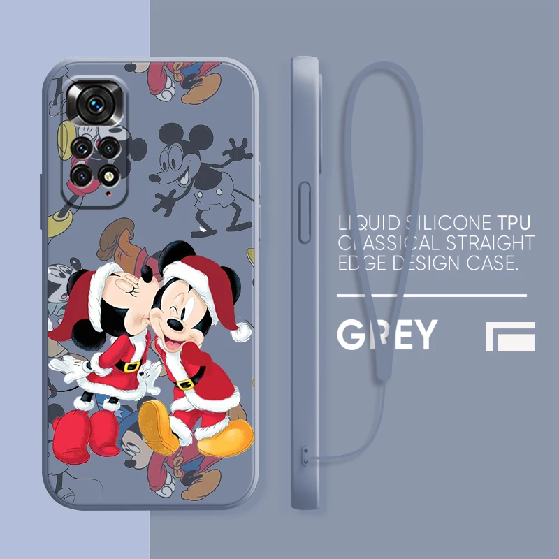 

Mickey and Minnie Christmas For Redmi Note11 10 9 8 7 6 5 4 T Pro Pro Plus S 2021 PRO A X 4G 5G Liquid Rope shockproofPhone Case