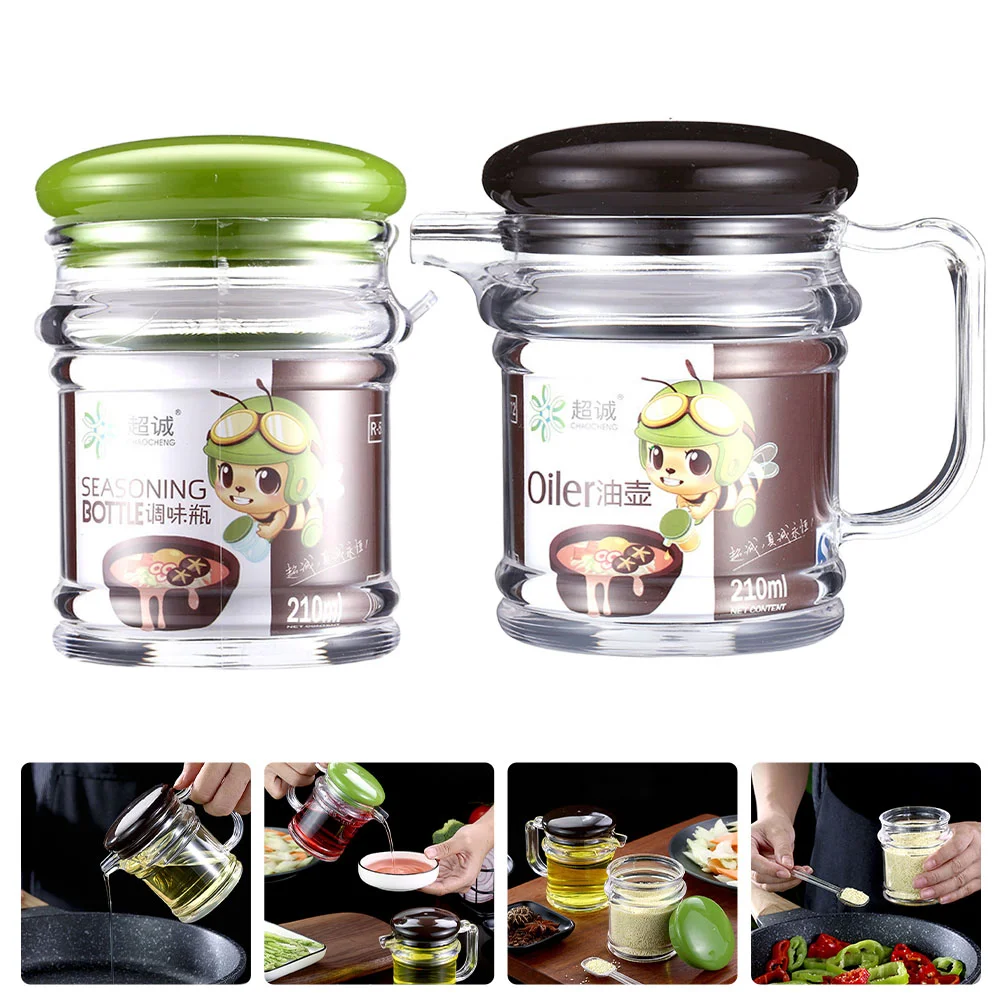 

1 Set Kitchen Oil Bottle Seasoning bottle Plastic Oil Soy Sauce Storage Bottle Condiment Container