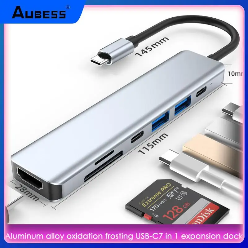 

Usb Transfer Rate 5gbps Plug And Play Compatible And Unobstructed Adapter Port 7-port Expansion Card Reader -4k Output