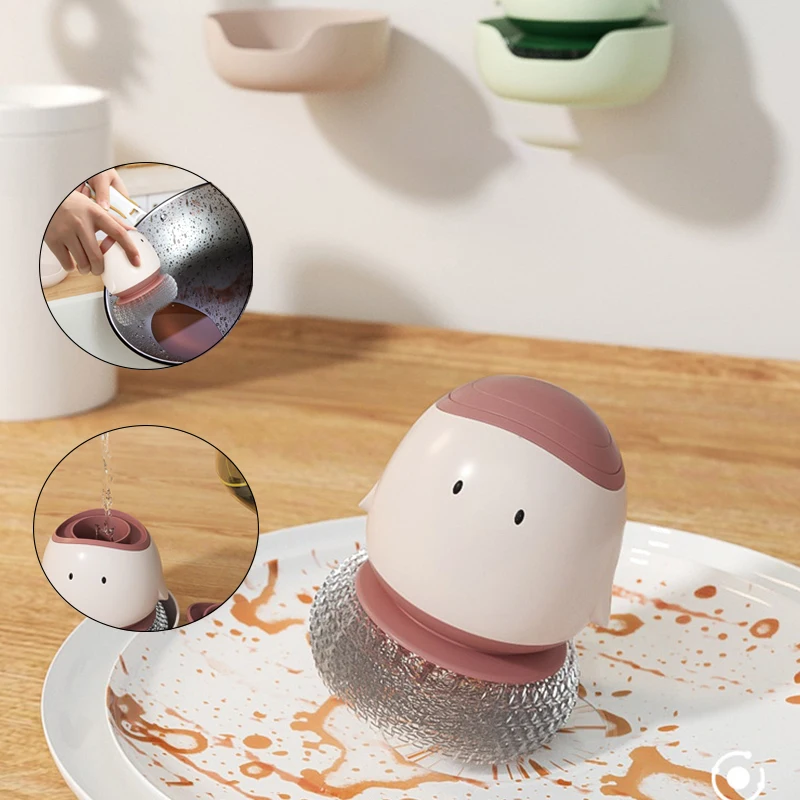 

Chicken Dishwashing Brush Cleaning Gadgets Automatic Liquid Discharge Best Kitchen Gadgets Octopus Shape Press Removable Brush