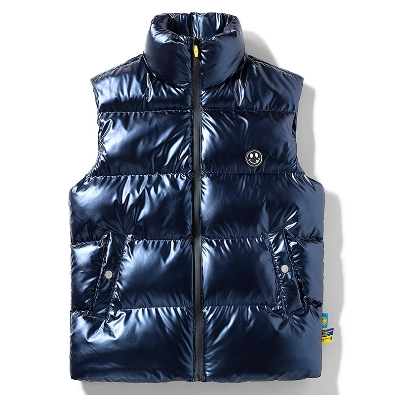 

New Winter Men Thick Vest Warm Bright Waistcoat Windproof Waterproof Male Clothing Streetwear Oversize Vests 6XL 7XL 8XL