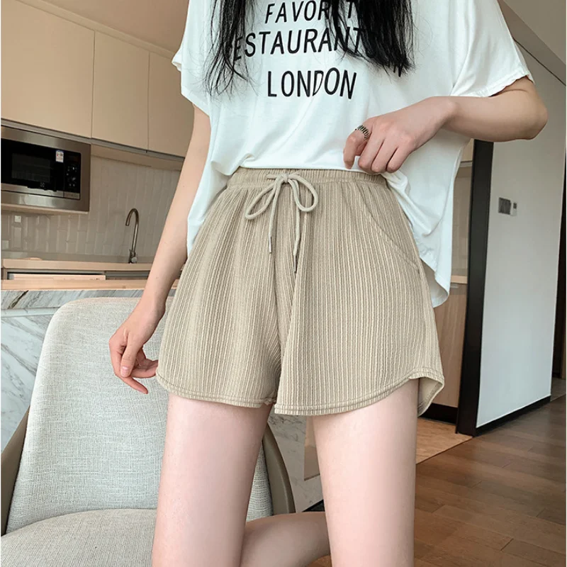 Ice Silk A-line Sports Shorts Women Summer New Womens Clothing Thin Casual High-waisted Wide-leg Shorts Slimming Spice Hotpants