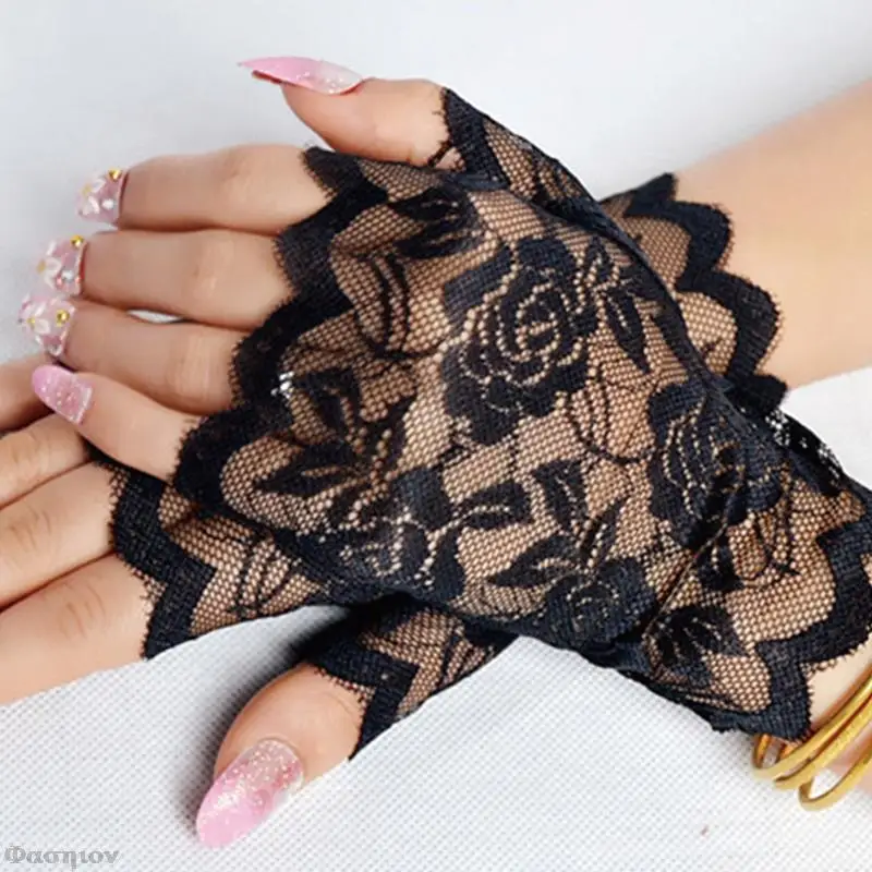 

Перчатки женские кружевные, пикантные сетчатые с открытыми пальцами, с подогревом, длинные модные для танцев, розовые
