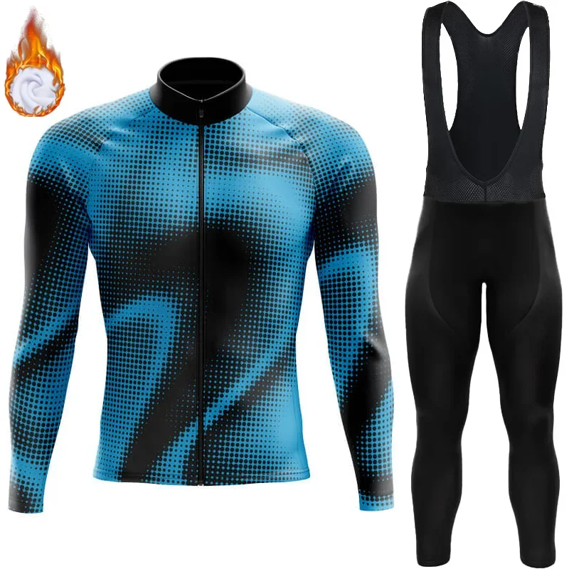Мужской велосипедный трикотаж 2024 термокостюм мужской зимний флисовый комплект