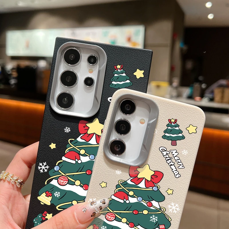 Чехол Рождественская елка для Samsung Galaxy S24 FE S23 S22 Ultra A55 A54 A53 A35 A15 A16 A25 A14 5G с текстурой