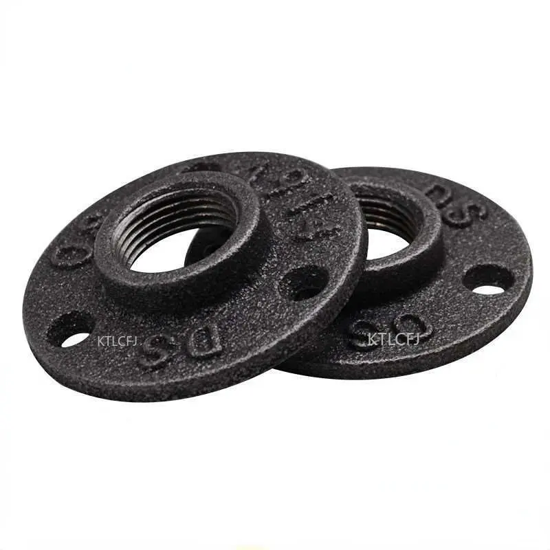 

6pcs Thread BSP Malleable Iron 1/2" 3/4" Pipe Fittings Wall Mount Floor Antique 3 Hole Cast Iron Flanges Flange Piece Hardware