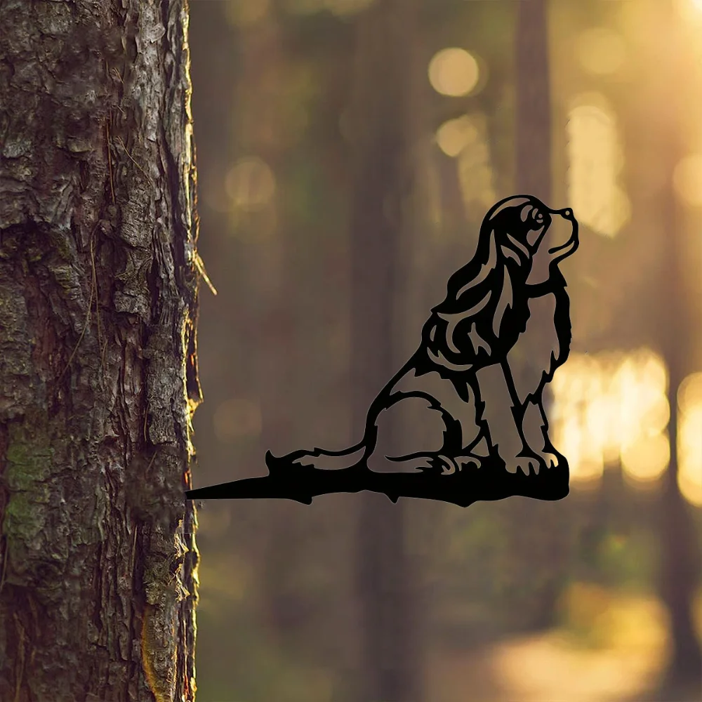 Металлический Силуэт Знак Собаки-спаниеля Декоративный Садовый Кол Деревенский