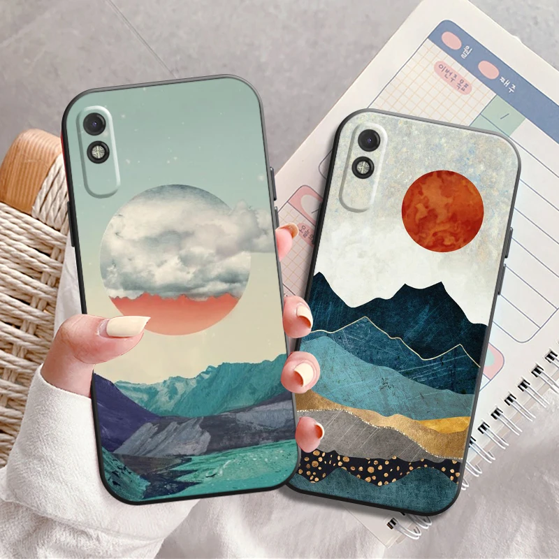 

Hand Painted Phone Case For Xiaomi CC9 CC9e 10S 10 Pro 11 11 Lite 11 Pro 10 Black Coque Back Carcasa Liquid Silicon