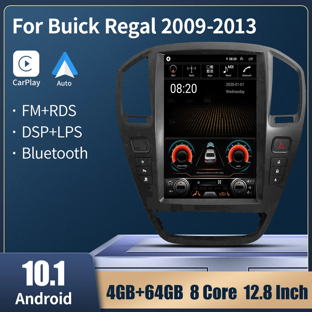 

Car Multimedia Player For Buick Regal 2009-2013 Auto Radio Stereo Tesla Style Vertical Screen GPS Navigation Head Unit Carplay