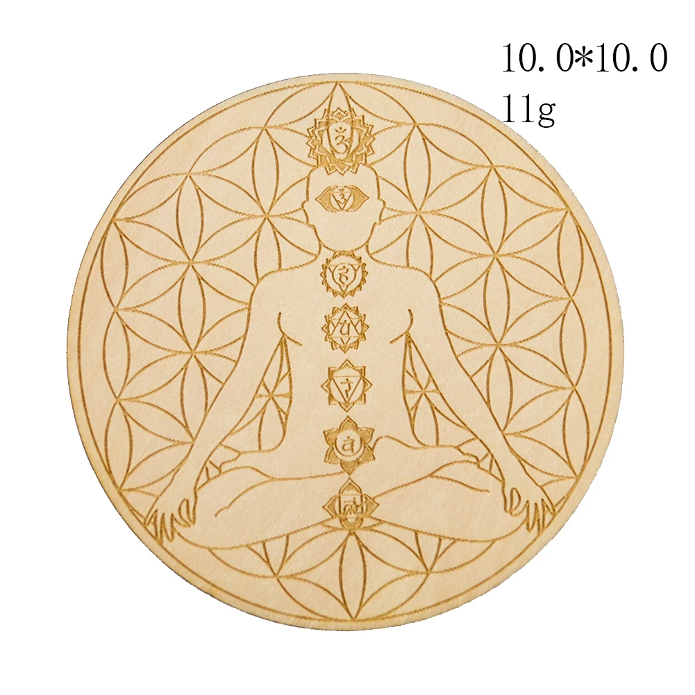 1PC Chakra Tree of Life Wooden Coaster Placemats for Table Mat Cup Pad Meditation Board Home Wall Decor Base for Stone Crystal images - 6