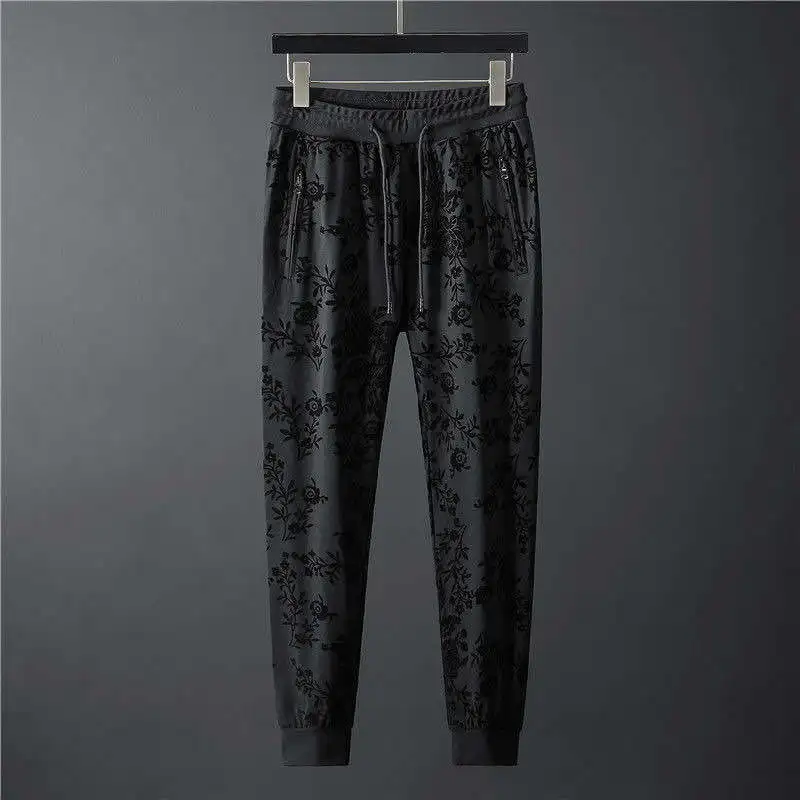 Men's Autumn Simple Jacquard Crewneck Long-sleeved Sweat Pants Two-piece Men's Suit