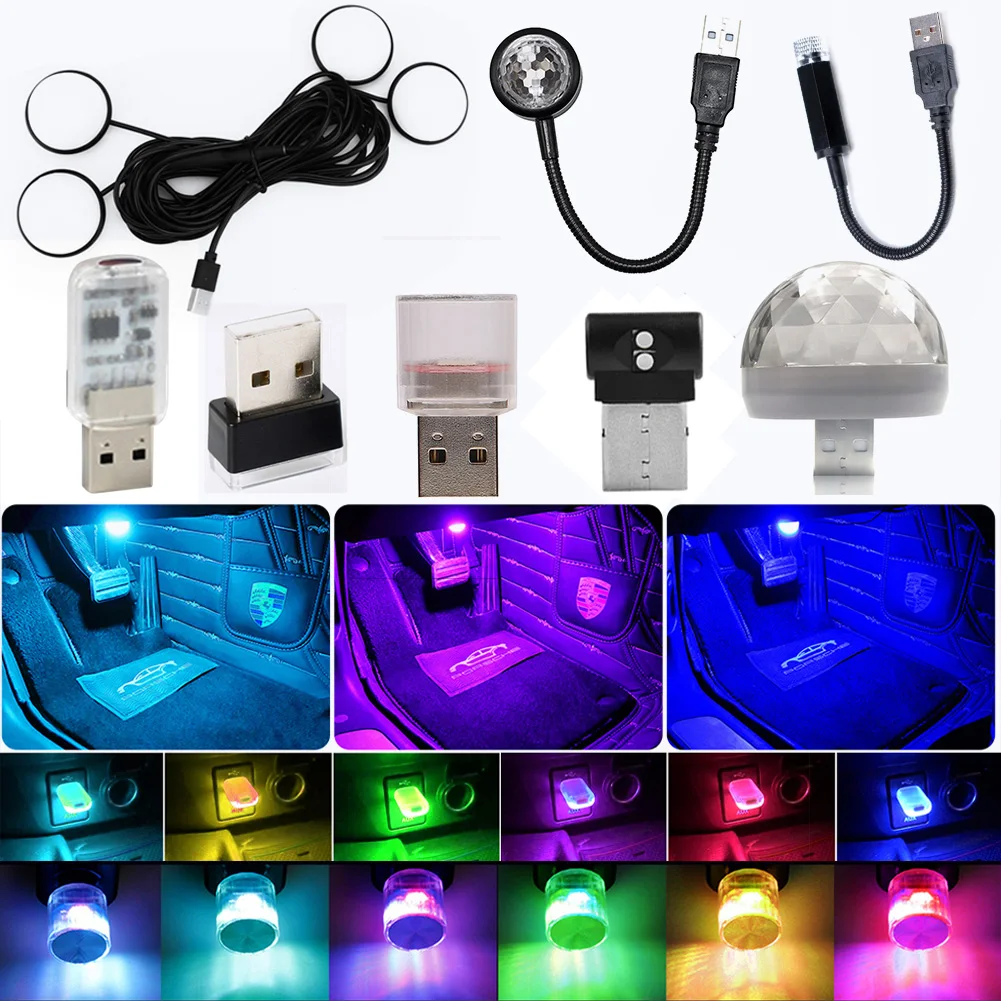 

Автомобисветильник USB-лампа для окружающего освещения, миниатюрная Светодиодная лампа для настроения, неоновая атмосферная лампа, цветная ...