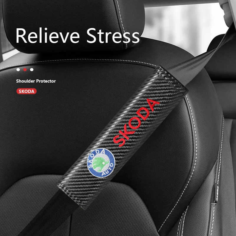 

Seat Belt Covers For Skoda vRS Octavia 2 Fabia Kodiaq Superb 3 Karoq Decorative Pattern Carbon Fibre Car Decorations Accessories