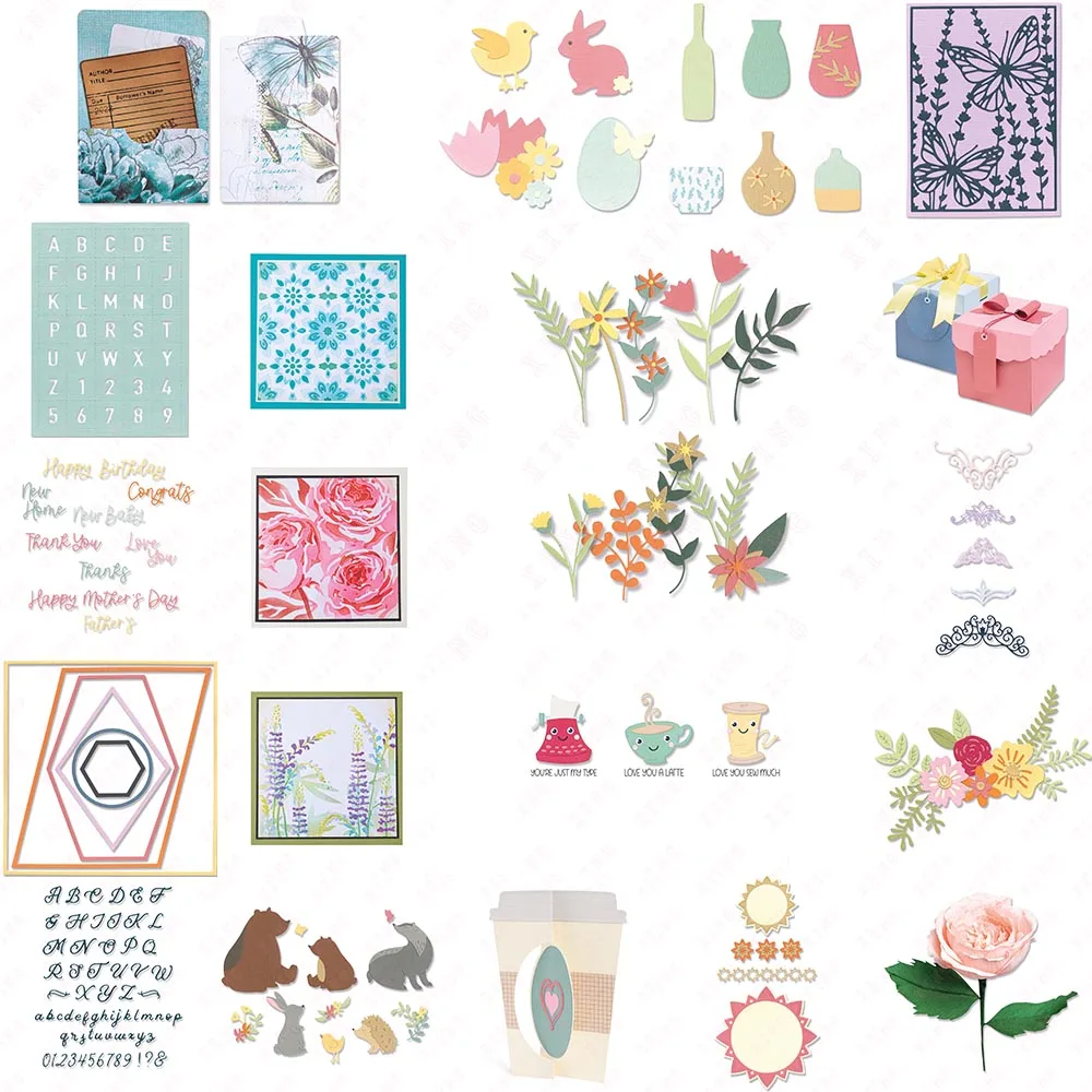 

Diy Craft Album Card Tabs Alphanumeric Frames Friend Cafe Rose Box Bouquet Background Crockery Stencil Newest Metal Cutting Dies