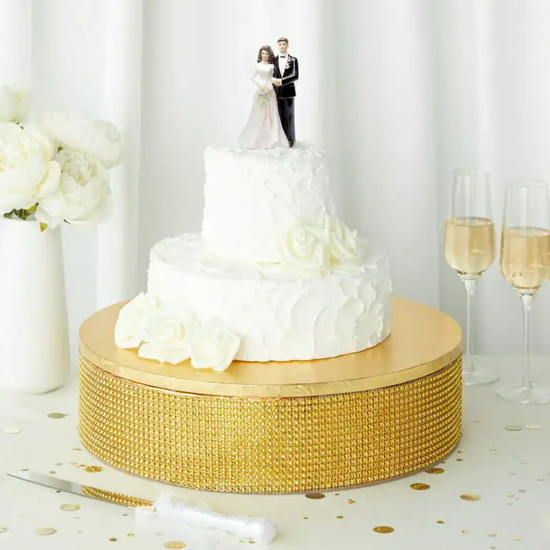 

Elegant 16 Inch Gold Cake Stand with Festive Cake Drum for Weddings Reception - Perfect for Events!