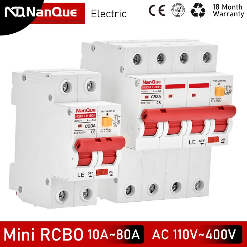 Leackage протектор Mini RCD RCBO RCCB AC MCB 2P 4P однополюсный трехфазный 110 в 127 230 В 400 напряжение