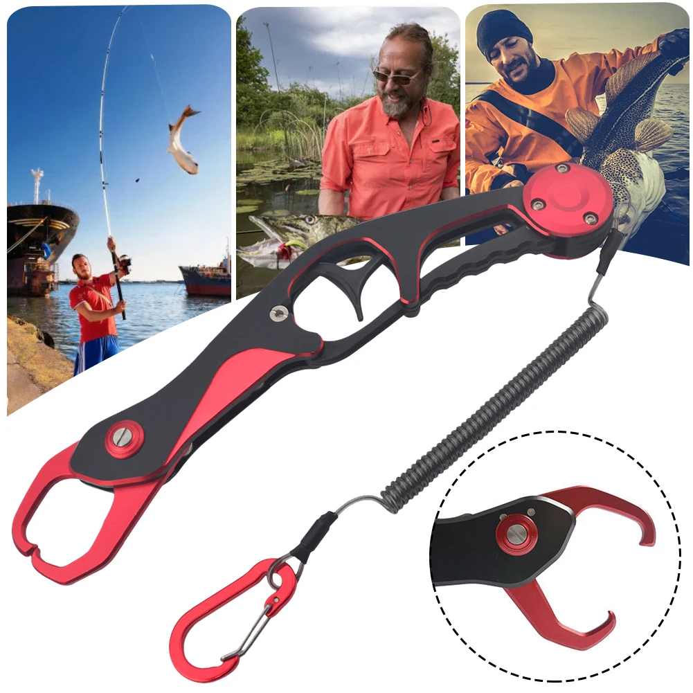 

Lure Tongs Fish Clip Aluminum Alloy Fish Control Tongs Labor-Saving Lightweight with Retention Rope for Fished Gear