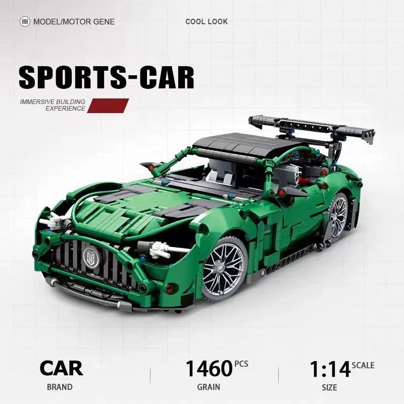 

1:14 High-Tech Series RC Green Sport Car Model Building Blocks City Racing Vehicle Bricks Model Toys For kid Birthday Gifts MOC