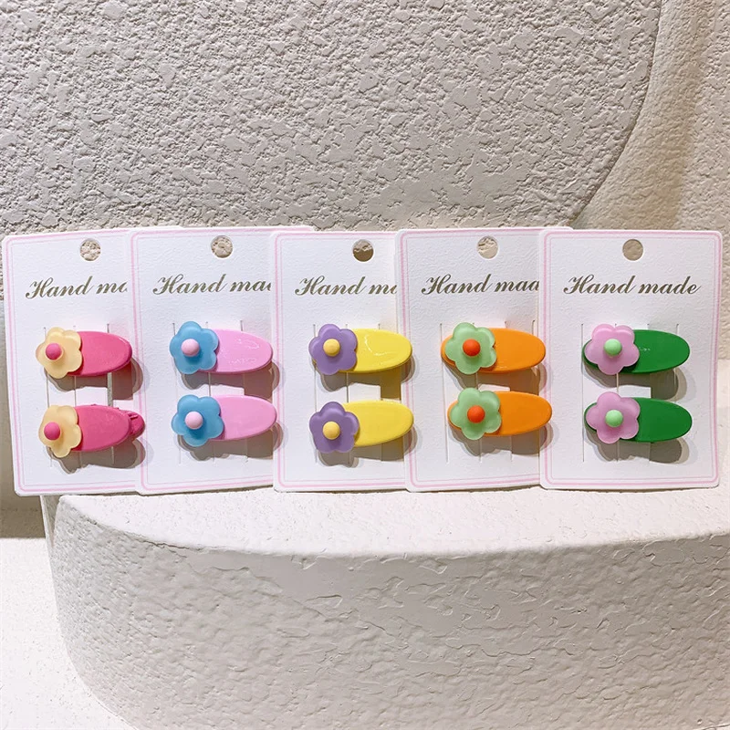 

Заколка для волос в Корейском стиле, простой милый флуоресцентный Овальный зажим для волос с цветами, модные детские аксессуары для волос д...