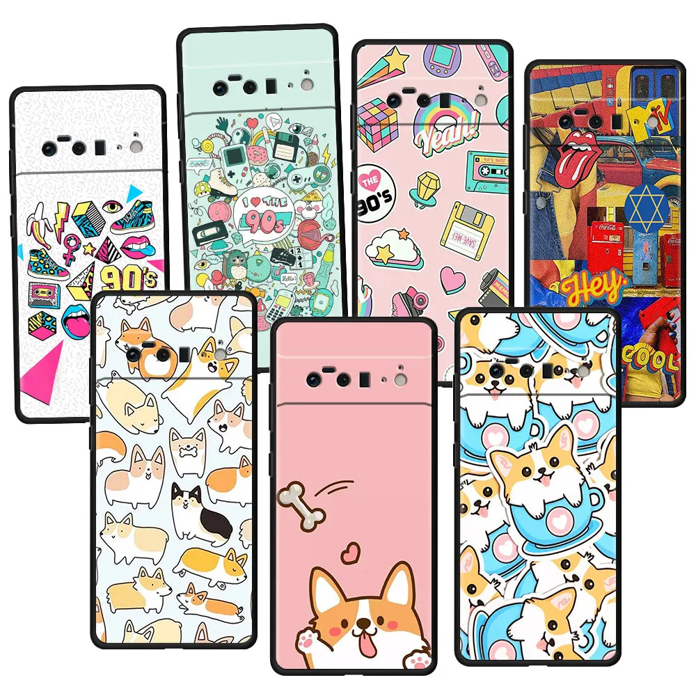 

Funny Dog Crocodile 90s Silicone Phone Case for Google Pixel 5a 3 5 4 XL 6 Pro 5G 4a 6Pro 4XL 4G Pixel4 Soft
