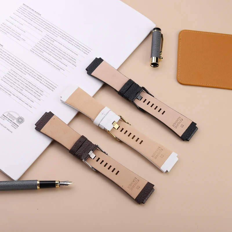 28x20mm 30x20mm 30x22mmConvex Mouth Genuine Leather Watchband for Diesel DZ1089 DZ1123 DZ1132 Watch Strap men's Bracelet band