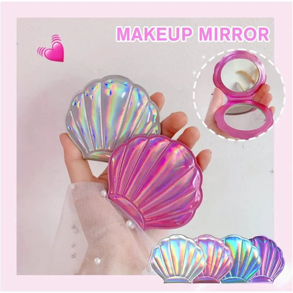 Цветное зеркало для макияжа с блестками, 2X увеличительное двухстороннее складное приспособление для макияжа, портативные миниатюрные милые аксессуары, зеркало Pock Y8J0
