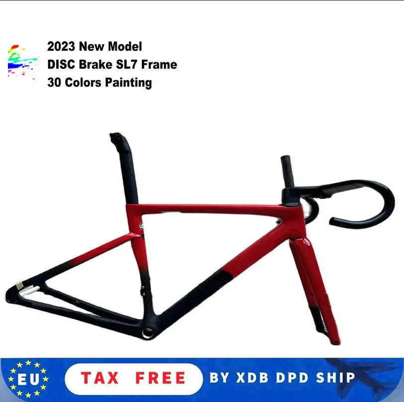 

T1000 80 Colors Sl7 Carbon Frames Disc Brake Red Black Custom Painting Road Bicycle Frameset With Handlebar