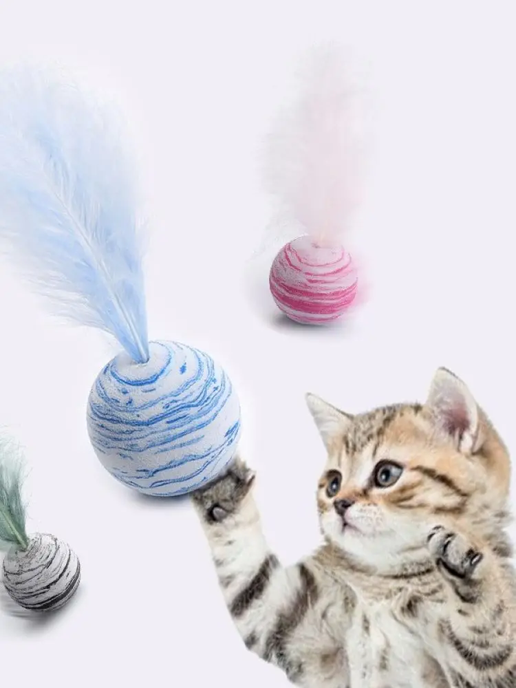 

Cat Toy Foam Ball Plus Stick Feather EVA Material Light Star Ball Throwing Funny Interactive Plush Toys for Dog Cat Pet Products