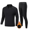 Winter Fleece Thermal underwear Suit Men Fitness clothing Long shirt Leggings Warm Base layer Sport suit Compression Sportswear 1