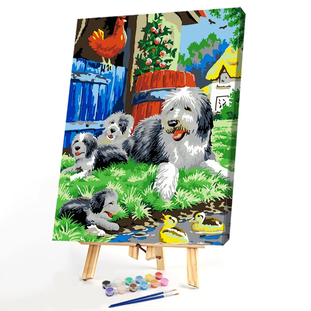 

Ornaments Home Decoration DIY Painting By Numbers Kit DIY Quiet Animals Canvas Oil Art Picture for Unique Gift