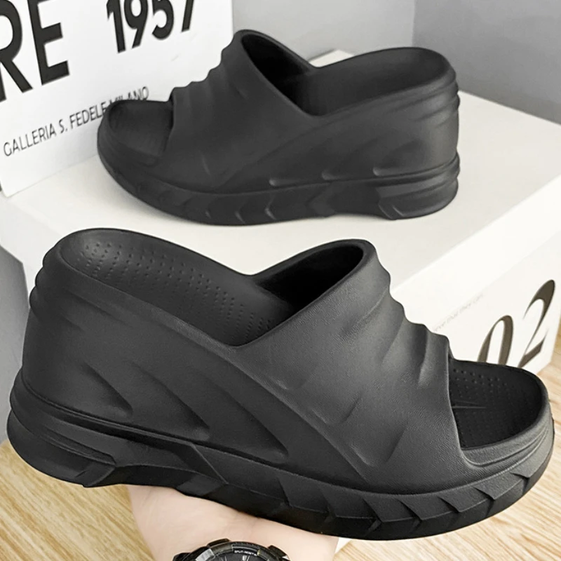 

Women's Wedges Slippers Korean Style Solid Color Round Toe Sandals Casual Thick-soled Shoes Zapatos De Mujer