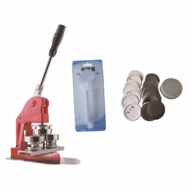 

Бесплатная доставка, устройство для изготовления значков на кнопках 58 мм с резаком для бумаги и материалом для значков на булавке, 500 наборов