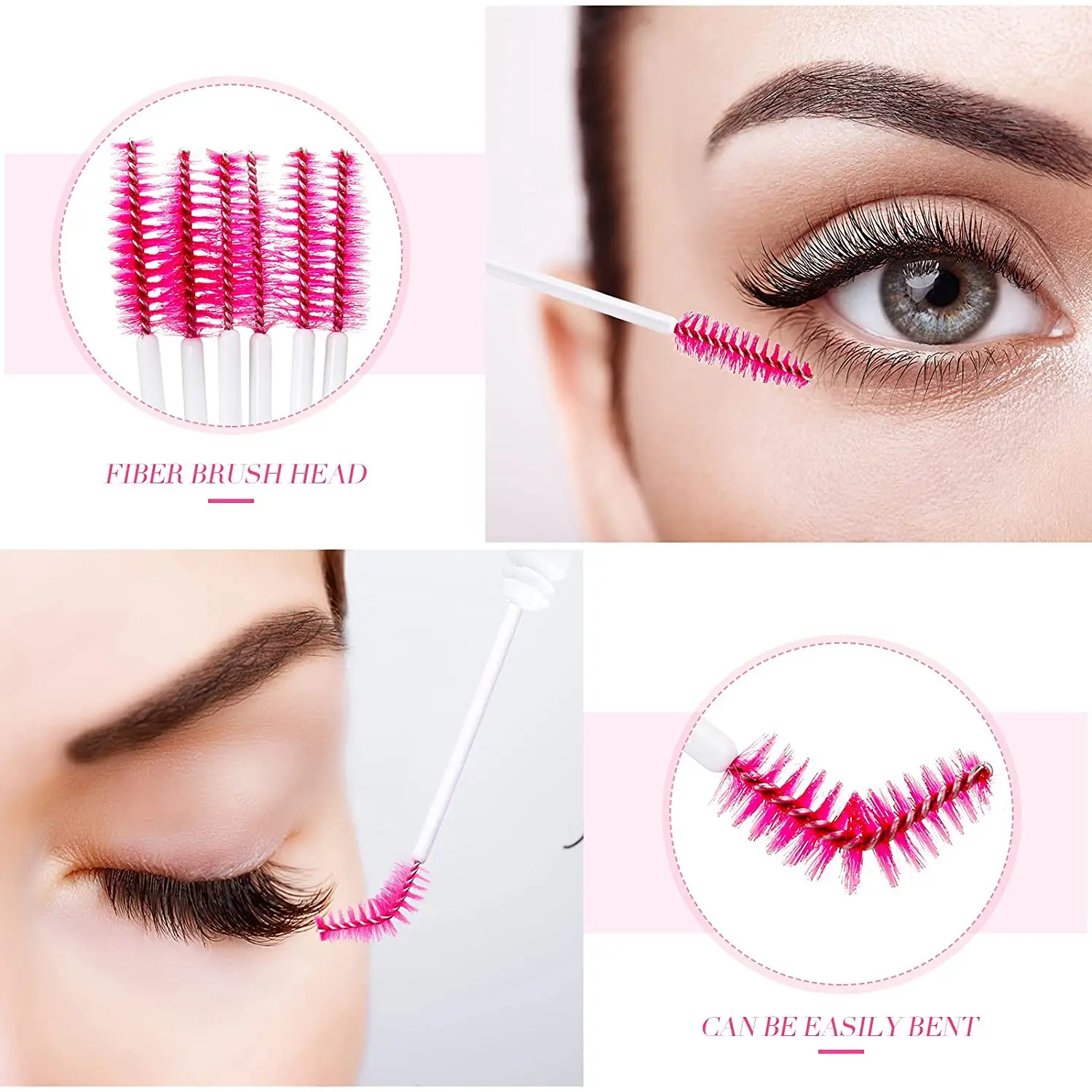 50PCS Reusable Lash Brush Tube Dust-proof Portable Eyelash Brush Wands Eyebrow Brush Disposable Replaceable Makeup Brushes