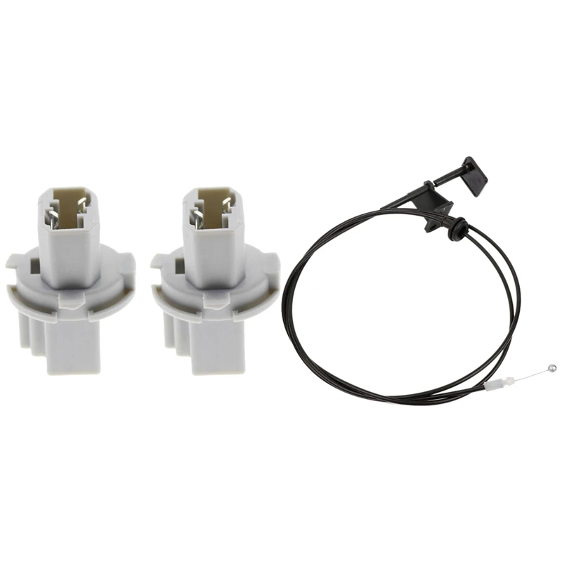 

3 Pcs Car Accessories: 2Pcs Brake Tail Lamp Rear Light Socket Holder & 1 Pcs Car Engine Hood Release Cable With Handle