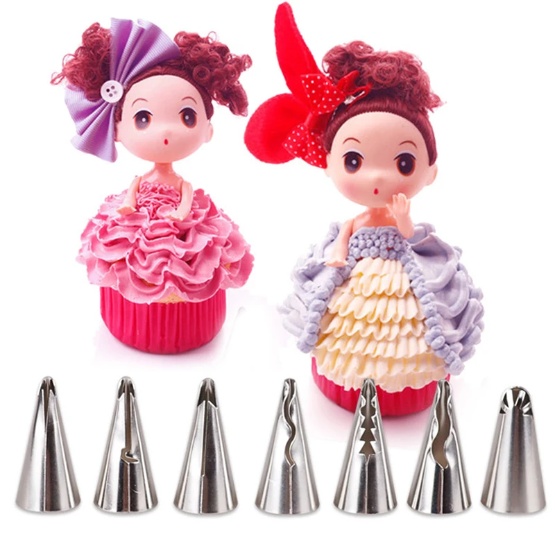 

7pcs/set Cake Cream Decorating Tips Stainless Steel DIY Cupcake Icing Piping Nozzles Fondant Baking Tools