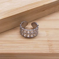 2022 vintage pave hollow knot open adjusted ring stainless steel silver color lucky finger rings jewelry gift for women r14s04