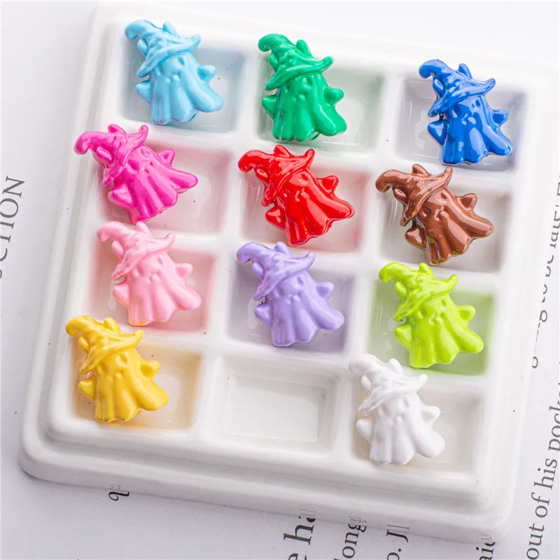 

Newest 100pcs/lot color print cartoon ghost shape acrylic straight holes beads diy jewerly earring/garment accessory