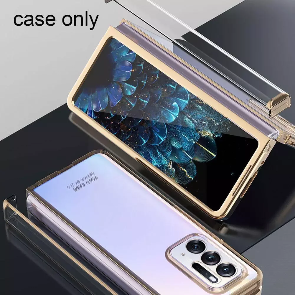 

For OPPO Find N 5G Mobile Phone Case Hinge Folding Case Protective Anti-fall Case Transparent Electroplating Screen L8I1