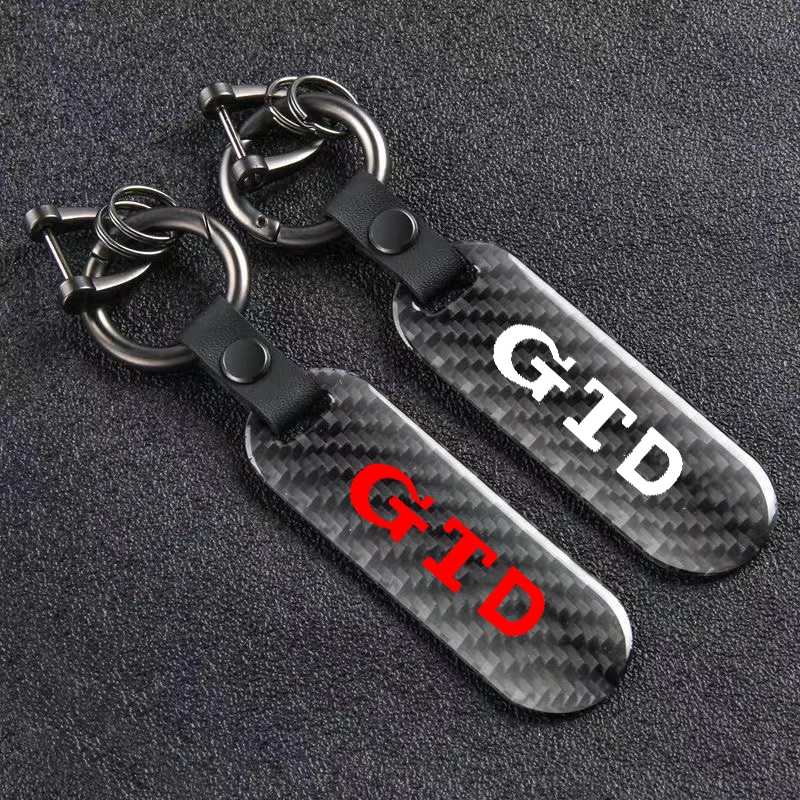 

Carbon Fiber Car Logo Key Ring 360 Degree Rotating Horseshoe Buckle Car KeyChain For GTD Car Accessories