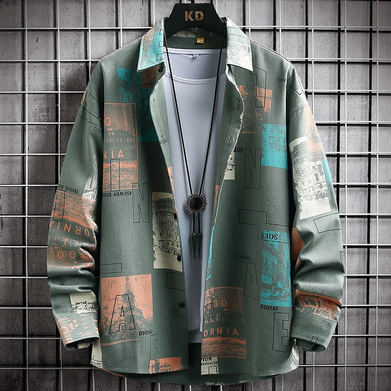 

Повседневная мужская рубашка с длинным рукавом, новинка, модная брендовая мужская одежда в гонконгском стиле, красивая рубашка из искусств...