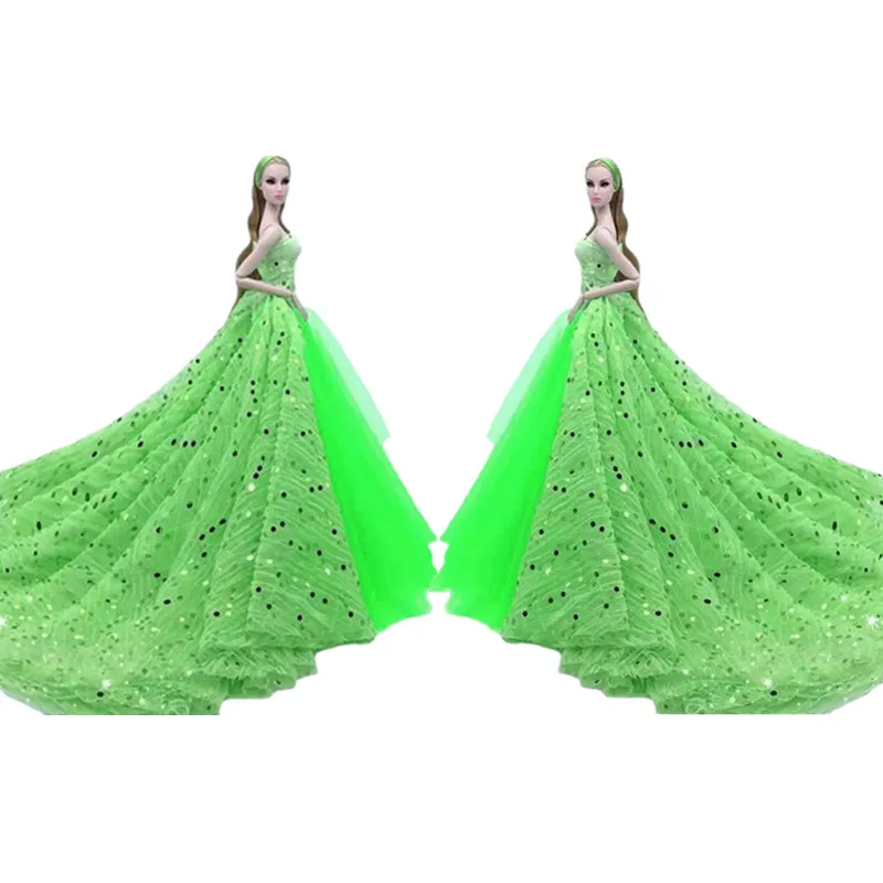 

11.5" Doll Dresses Off Shoulder Sequin Wedding Gown For Barbie Princess Dress 1/6 BJD Clothes Gown Outfits Playhouse Accessories