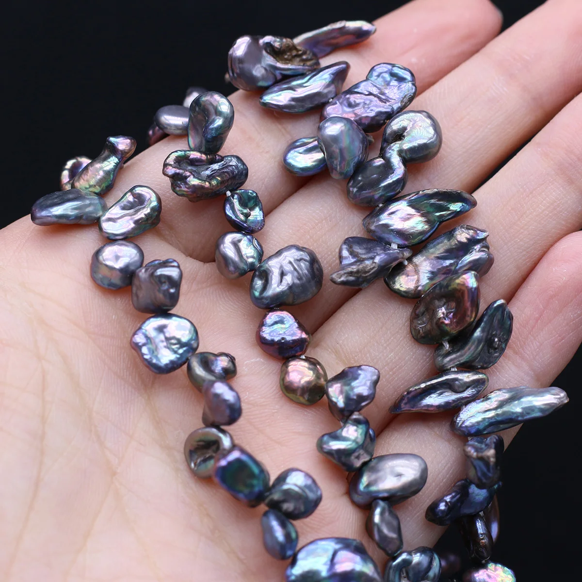 

Natural Black Baroque Pearl Beads Irregular Glossy and Delicate Loose Bead for Jewelry Making Women Necklace Bracelet Gifts