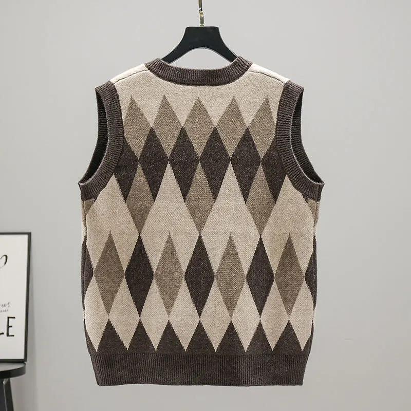 # 3930 осенне-зимний свитер без рукавов женский тонкий винтажный короткий вязаный