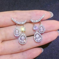 new fashion cubic zirconia double drop dangle earrings for women wedding dinner anniversary birthday gift jewelry