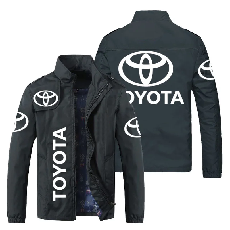 

New Men Jacket TOYOTA Logo Print Zipper Cardigan Jackets Fashion Slim Casual Baseball Uniform Biker Jacket Coat Tops M-5XL