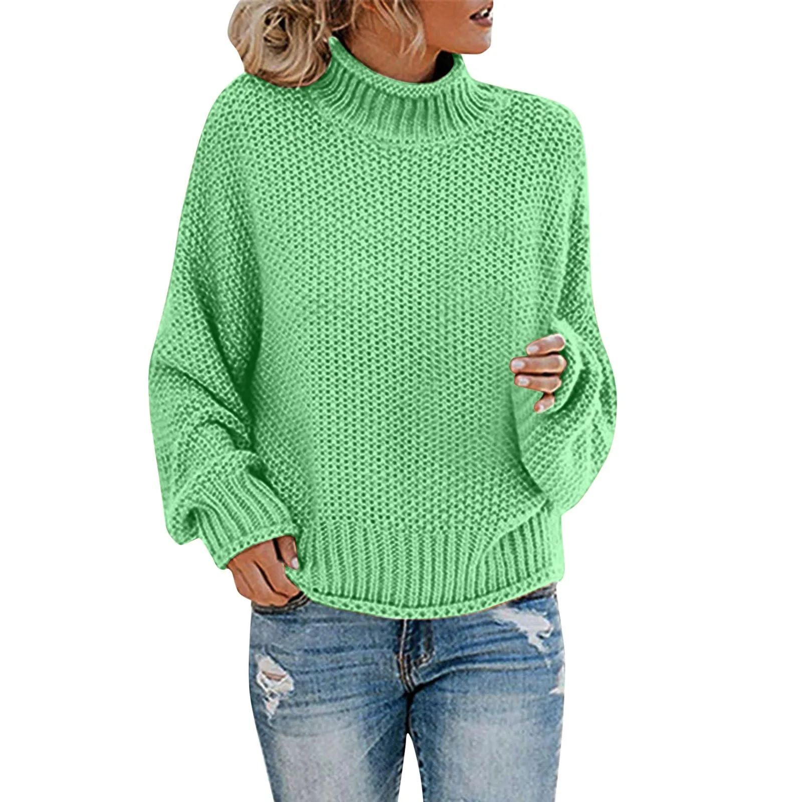 

Women'S Knitwear Crew Neck Loose Solid Color Hot Selling Autumn And Winter European Beauty Sweater New Products
