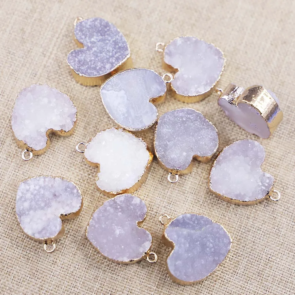 New Natural Good Quality Stone Agate Exquisite Crystal Pendant Gold Edged Necklaces Charms Fashion Jewelry Accessories Sell 6Pcs
