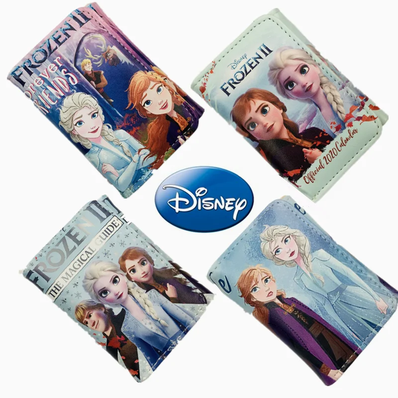 

New Disney Frozen 2 Wallet for Girls Cartoon Anime Elsa Anna Print PU Leather Multi-card Coin Purse Children Bus ID Card Holder